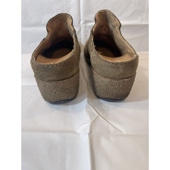 Timberland Mule Shoes Women's  Size 7 Green Brown Nubuck Comfort Gum Crepe Wedge - Picture 12 of 16